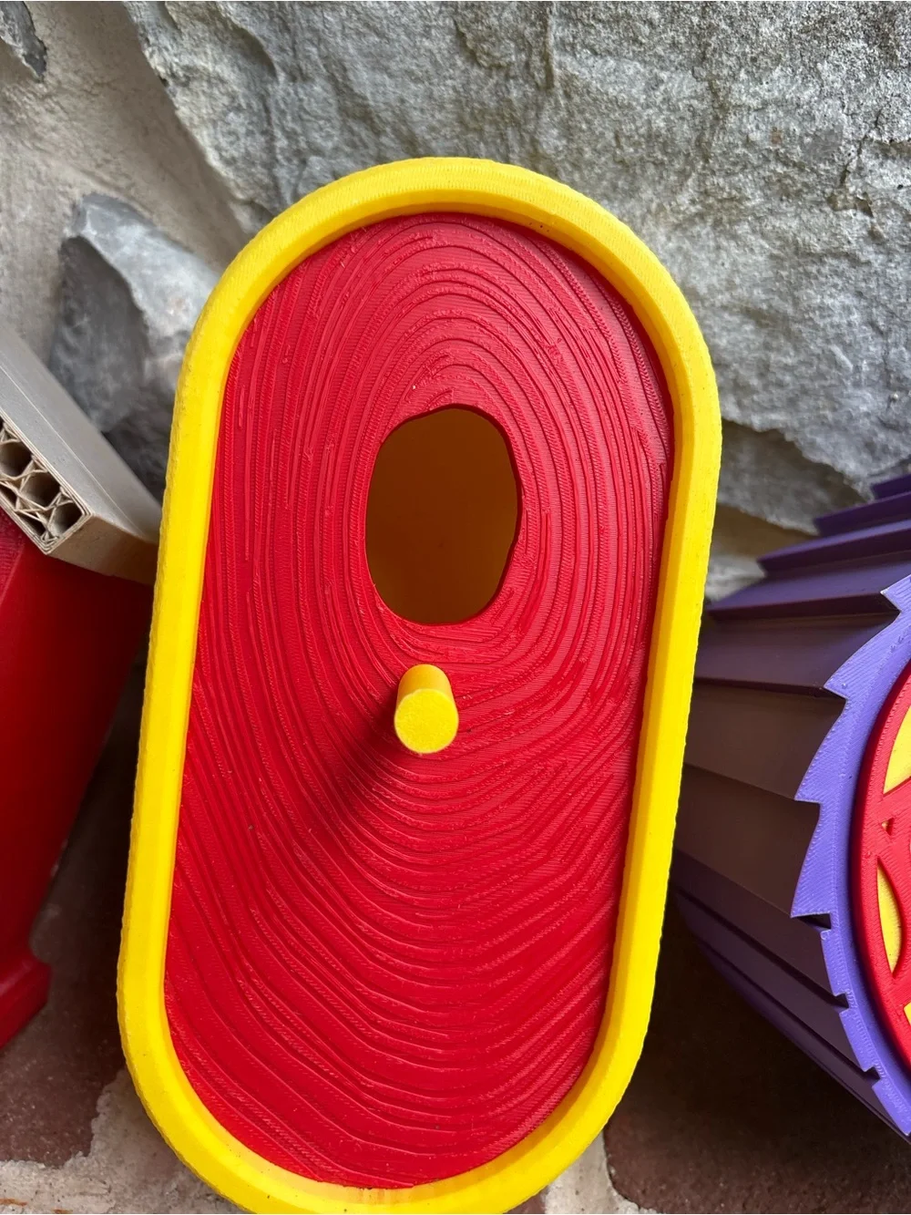 Birdhouse Yellow & Red & Purple Decorative Hard Plastic Birdhouses Wood Grain